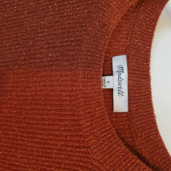 Madewell Small Rusty Gold Sparkle Sweater Top - Picture 3 of 8